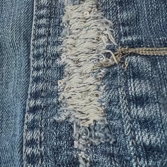 AMERICAN EAGLE Denim Distressed Jacket Jean Jacket Women’s Size Medium FAST SHIP - Picture 6 of 9